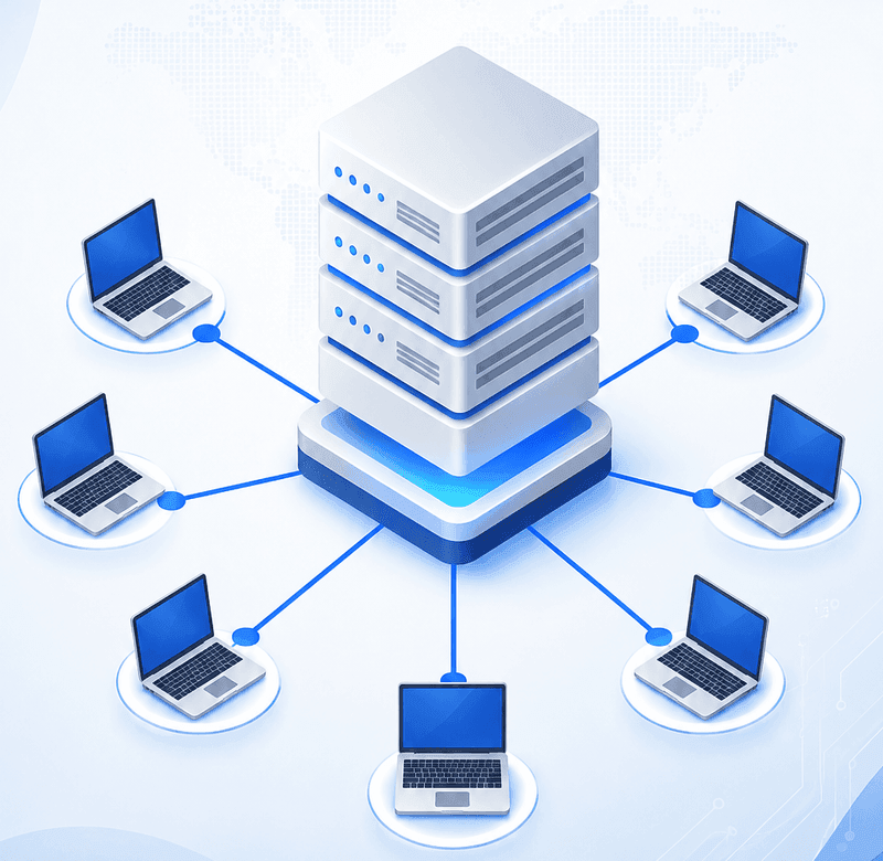 Power CA Client-Server Network Architecture Diagram - Secure cloud-based practice management system for CA firms