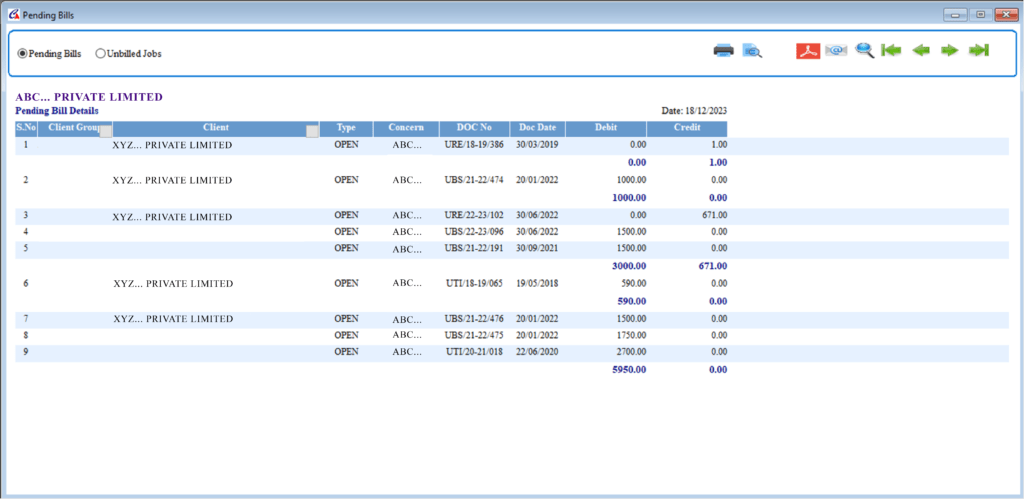 Pending Bills