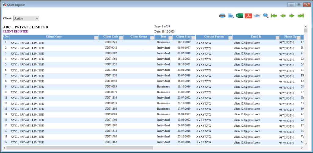 Client Register