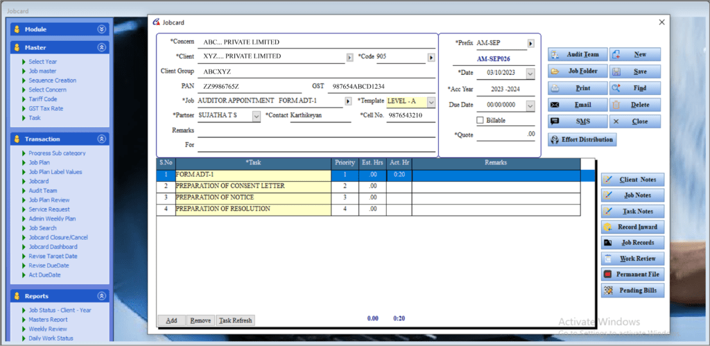 Jobcard