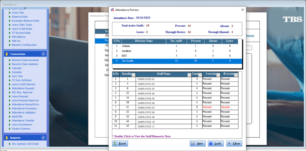 Attendance Preview