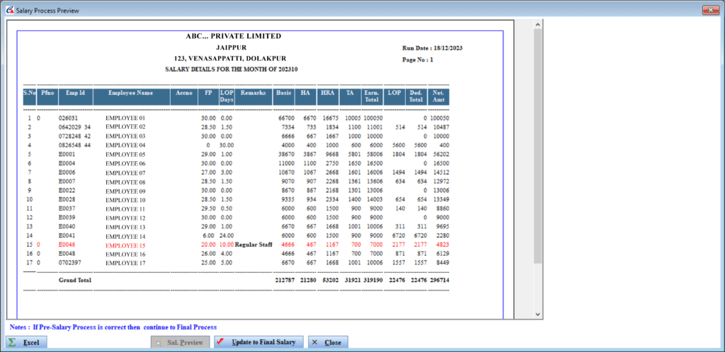 Salary Processing preview